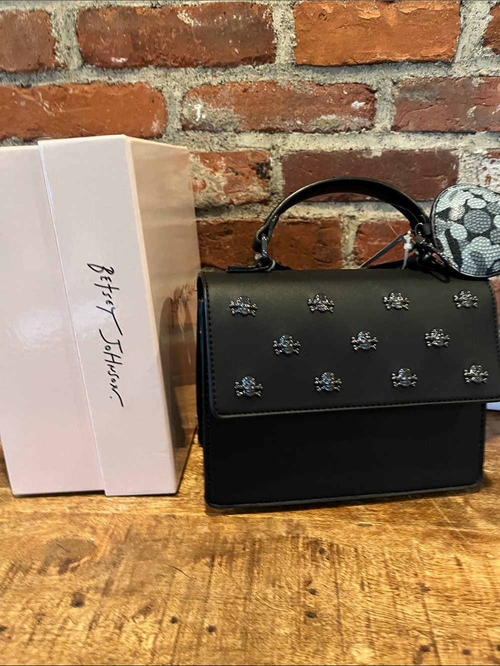 Betsey Johnson Black Mini Satchel with Skull Charm Accent - Picture 11 of 12